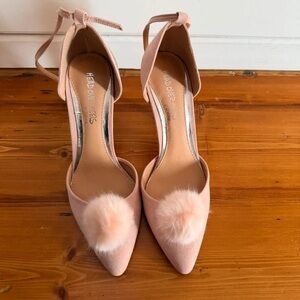 Head Over Heels Blush Pom-Pom Ankle Heels